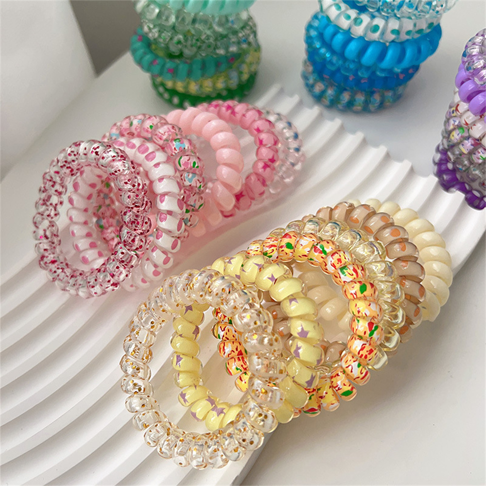 Silicone Band Women - 6pcs 달콤한 귀여운 다채로운 나선형 헤어