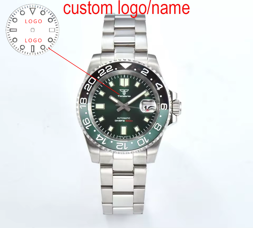 Stainless Bracelet Diver - 커스텀 40mm 그린 다이버 남성용 시계