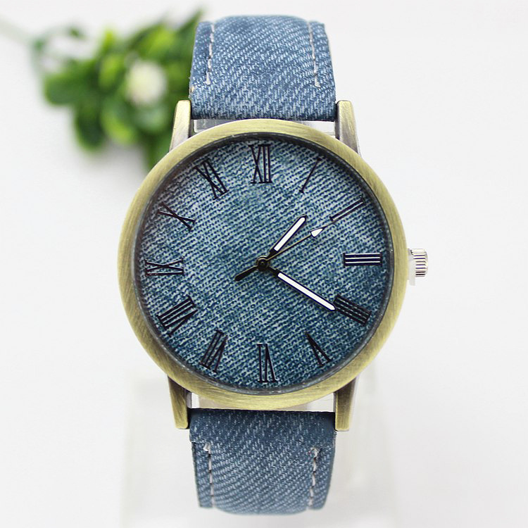 새로운 패션 남성 캐주얼 석영 시계 여성 진 패브릭 가 - Leather Watch Band Men 리뷰 및 가격
