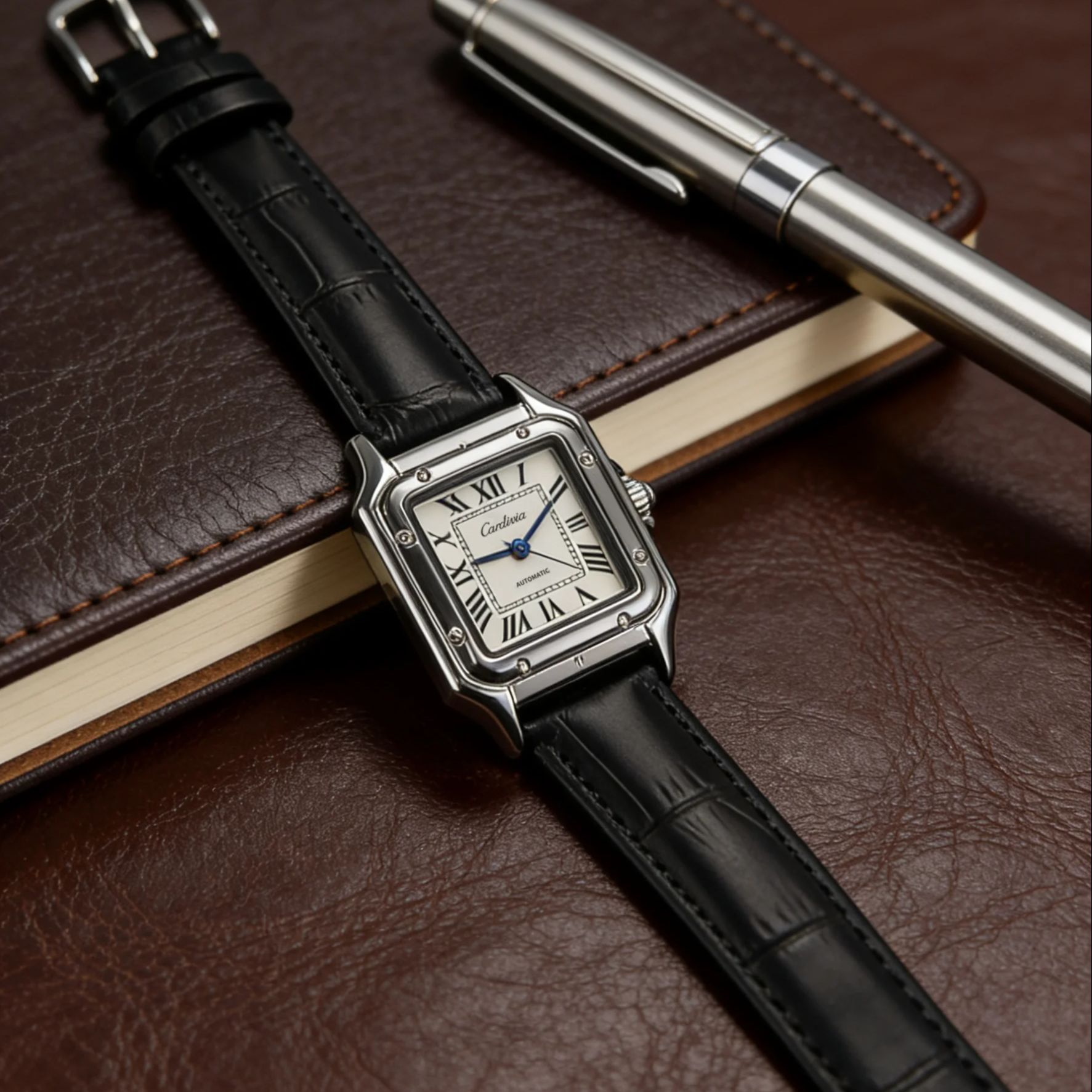 로마 숫자 다이얼, 블랙 가죽 스트랩, 스테인레스 스틸 - Cartier Watch Tank 리뷰 및 가격