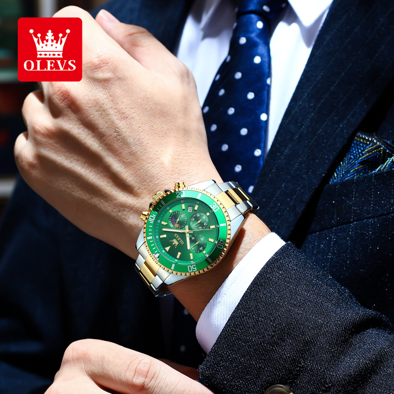 OLEVS 2870 남성용 시계 문페이즈 스틸 캘린더  - Rolex Watch Submariner 리뷰 및 가격