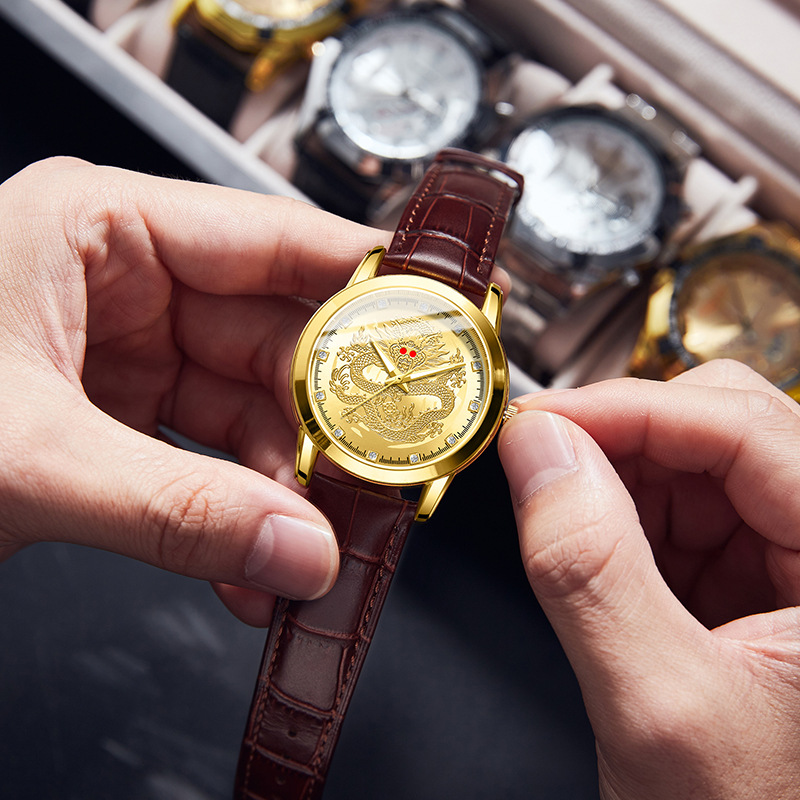 남성용 쿼츠 시계 가죽 스트랩 손목시계 드래곤 인기 패 - Leather Watch Band Men 리뷰 및 가격