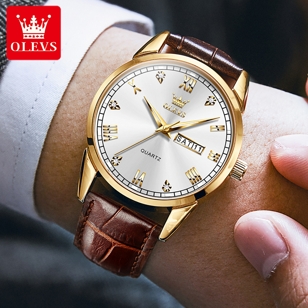 OLEVS 6896 최고 브랜드 남성용 쿼츠 시계 야광 - Leather Watch Band Men 리뷰 및 가격