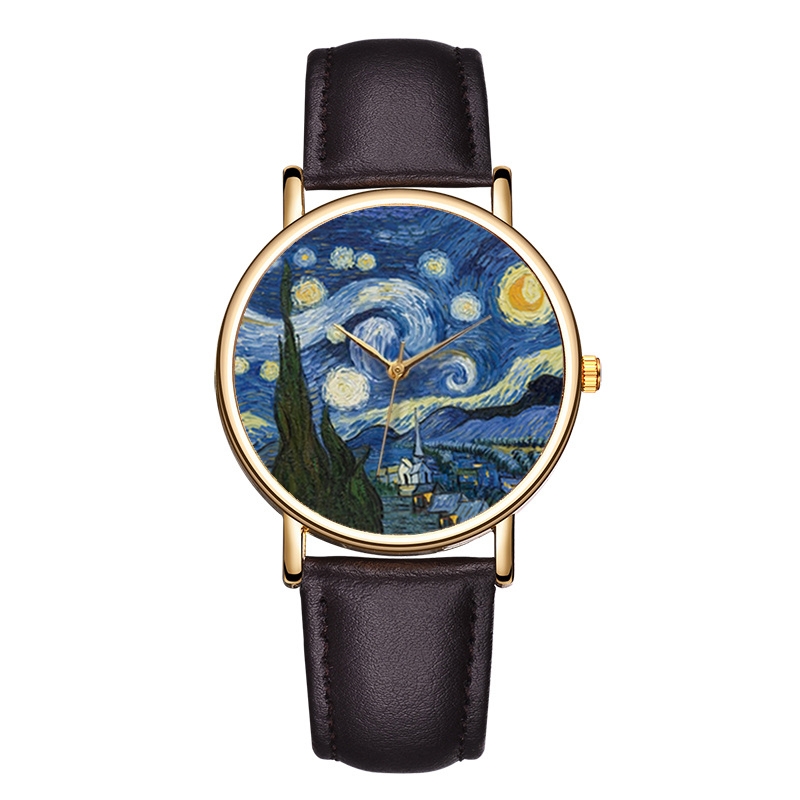 반 고흐 그림 다이얼 시계 여성용 남성용 메탈 케이스  - Leather Watch Band Men 리뷰 및 가격