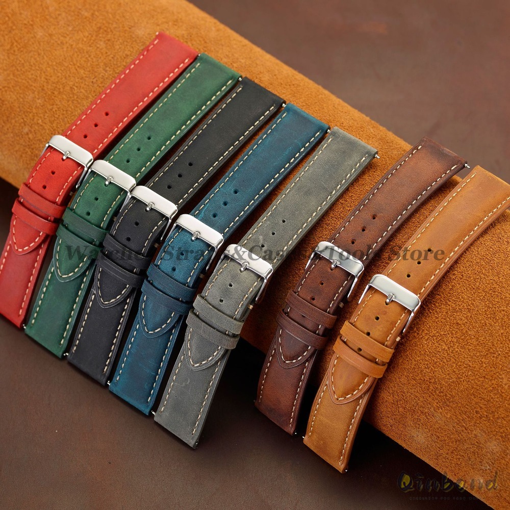빈티지 소 가죽 시계 스트랩 14mm 16mm 18mm - Leather Strap Quick Release 리뷰 및 가격